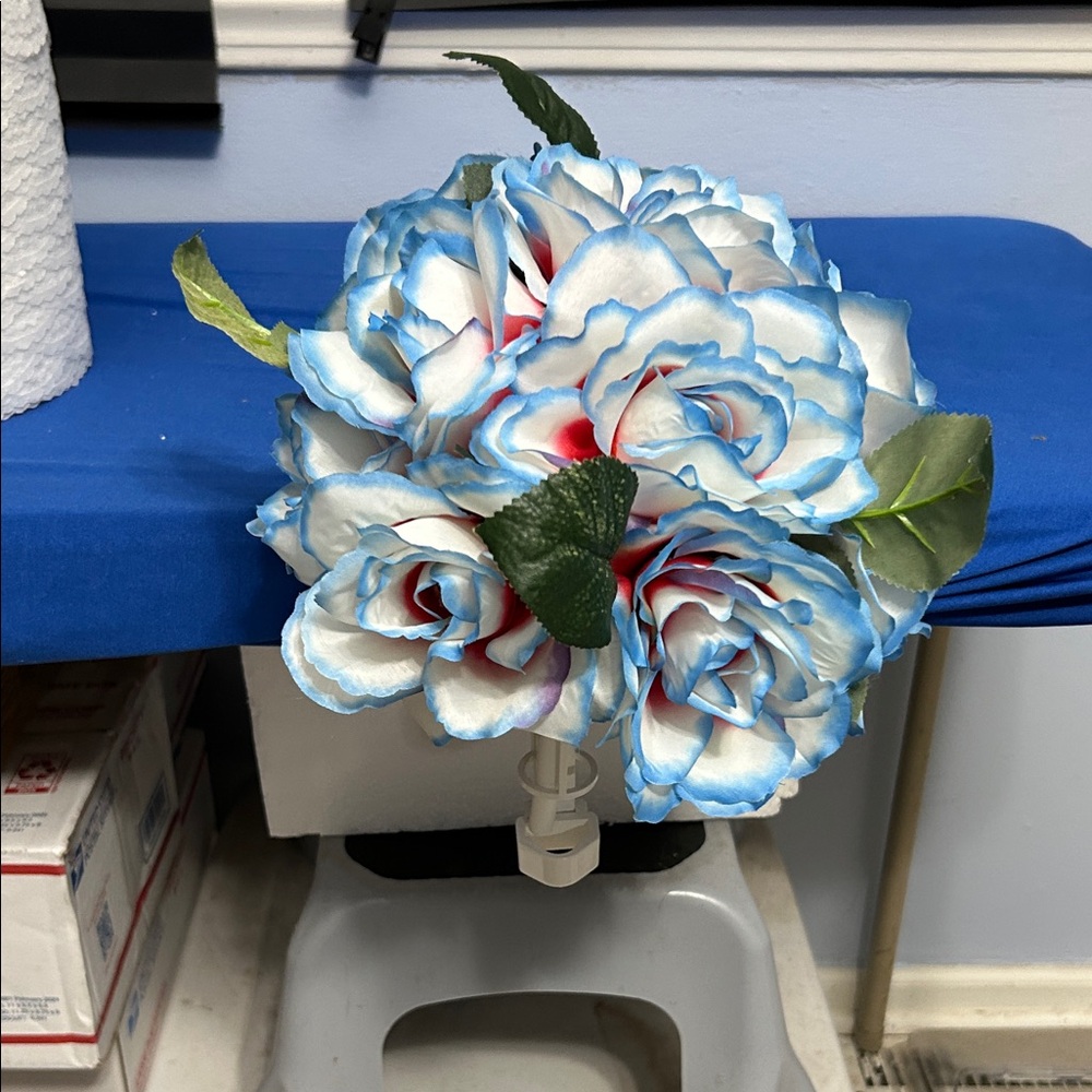 Blue and White Artificial Rose Bouquet